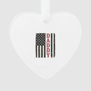 Distressed Daddy American Flag Shirt Design_1 Ornament