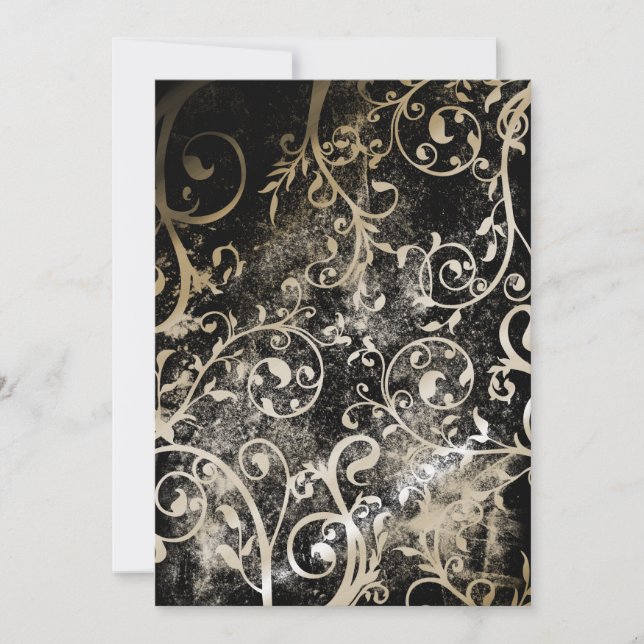 Distressed Damask Gothic Grunge Wedding Invitation (Front)