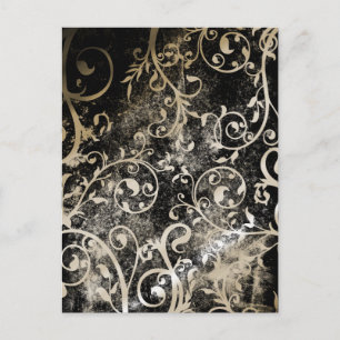 Distressed Damask Gothic Grunge Wedding Shower Inv Invitation Postcard