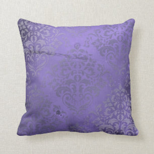 Distressed Damask Purple Cushion
