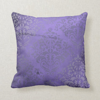 Distressed Damask Purple Cushion