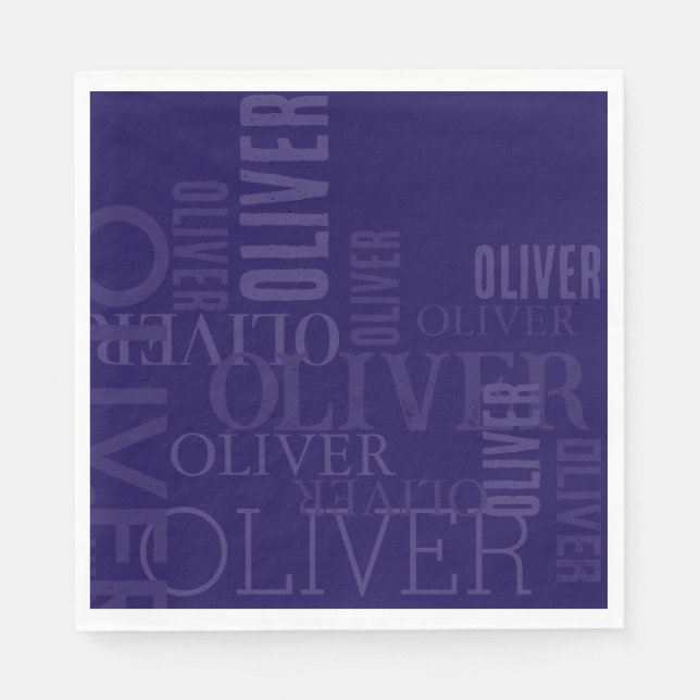 Distressed Dark-Blue Cool Typography  Napkin (Front)