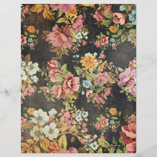 Distressed Dark Floral Scrapbook Paper