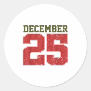 Distressed December 25 Classic Round Sticker