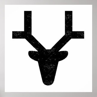 Distressed Deer Head Silhouette Poster
