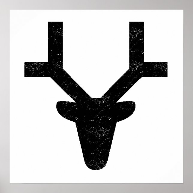 Distressed Deer Head Silhouette Poster (Front)