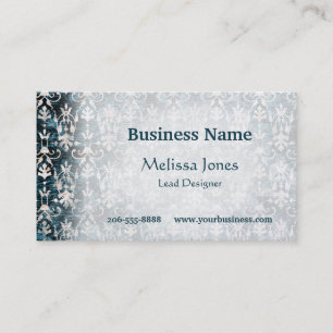 Distressed Denim Damask Business Card