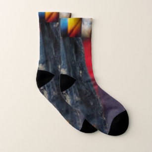 Distressed Denim Patch-Work Socks