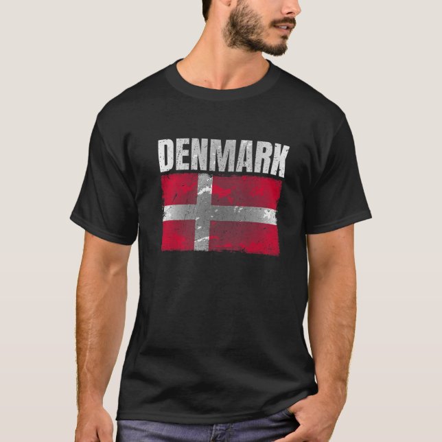 Distressed Denmark Flag Graphic For Men Women Kids T-Shirt (Front)