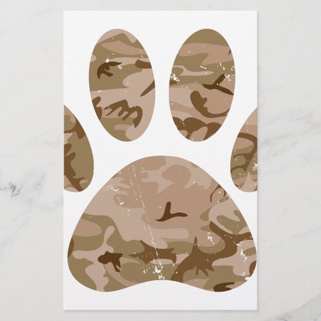 Distressed Desert Camo Dog Paw Print (Front)