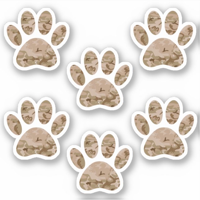 Distressed Desert Camo Dog Paw Print (Front)