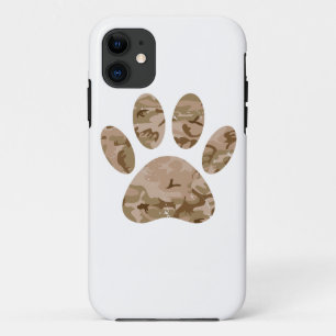 Distressed Desert Camo Dog Paw Print iPhone 11 Case