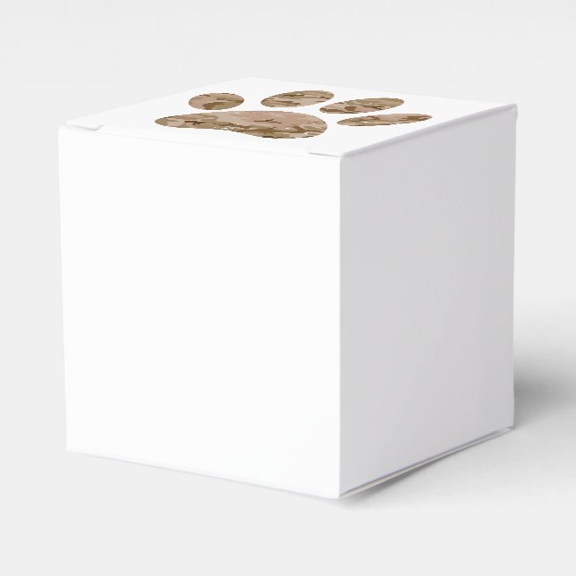Distressed Desert Camo Dog Paw Print Favour Box (Front Side)