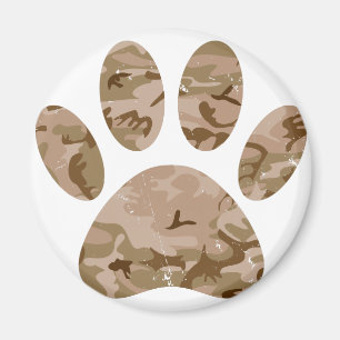 Distressed Desert Camo Dog Paw Print Magnet