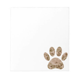 Distressed Desert Camo Dog Paw Print Notepad
