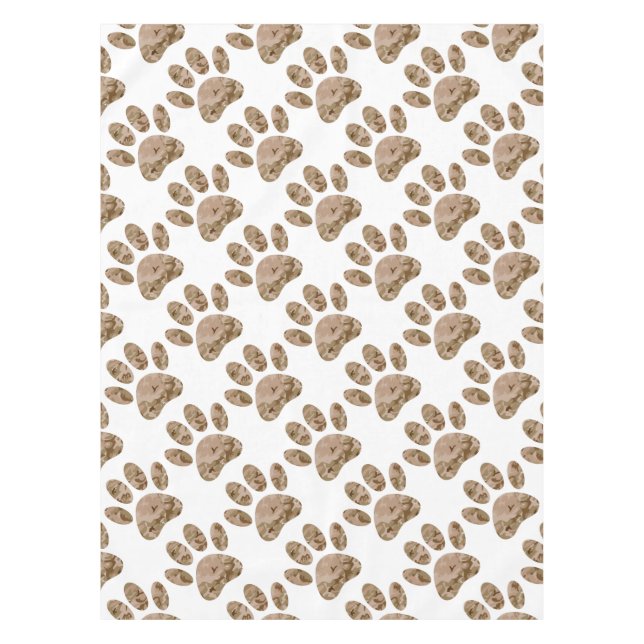 Distressed Desert Camo Dog Paw Print Tablecloth (Front)