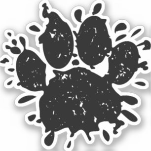 Distressed Design Black Paint Splatter Dog Paw