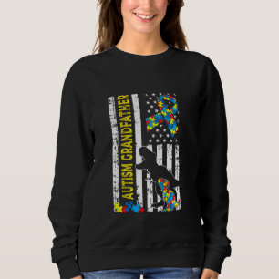 Distressed Dinosaur Autism Grandfather American Fl Sweatshirt