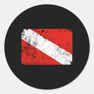 Distressed Dive Flag Scuba Diving Classic Round Sticker