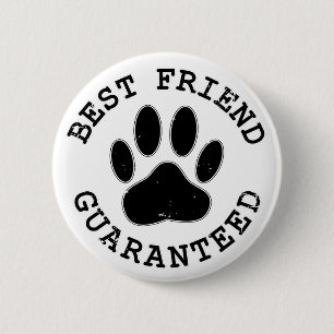 Distressed Dog Paw Best Friend Guaranteed 6 Cm Round Badge