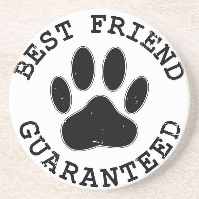 Distressed Dog Paw Best Friend Guaranteed Coaster (Front)