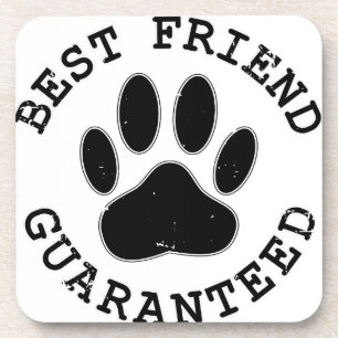 Distressed Dog Paw Best Friend Guaranteed Coaster