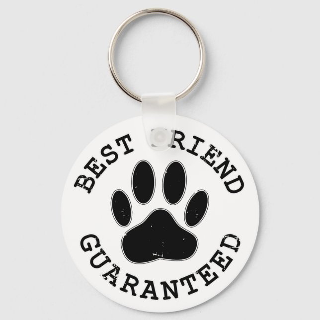 Distressed Dog Paw Best Friend Guaranteed Key Ring (Front)
