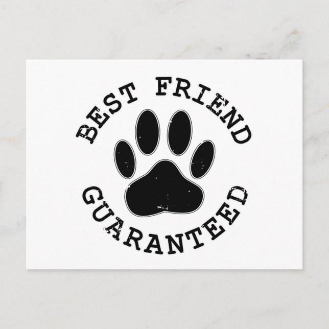 Distressed Dog Paw Best Friend Guaranteed Postcard (Front)