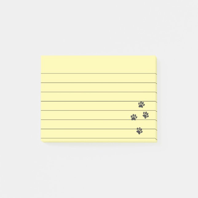 Distressed Dog Paw Tracks Lined 4x3 Post-it Notes (Front)