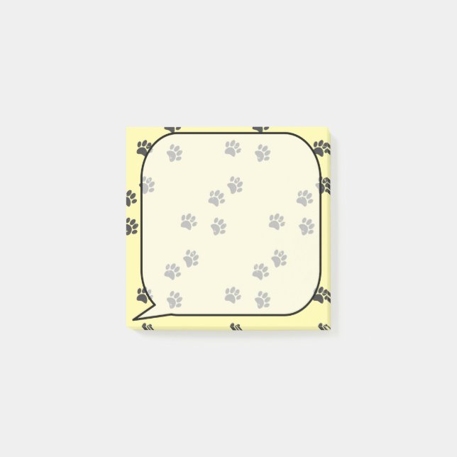 Distressed Dog Paw Tracks Speech Bubble Post-it Notes (Front)