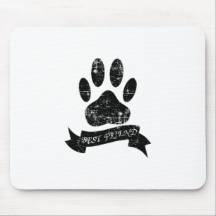 Distressed Dog Paw With Ribbon Mouse Pad