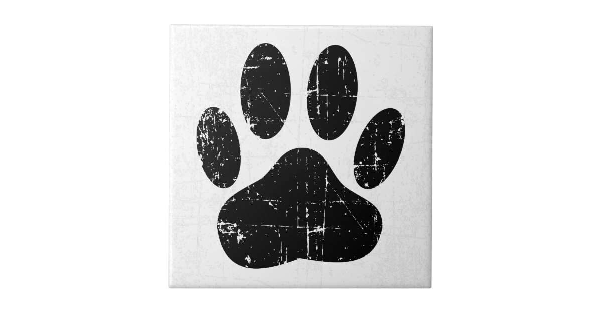 Distressed Dog Pawprint Ceramic Tile | Zazzle