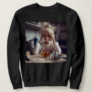 Distressed Doll Meme Smoking & Drinking Gen Z Sweatshirt