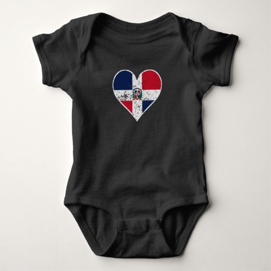 Distressed Dominican Flag Heart Baby Bodysuit