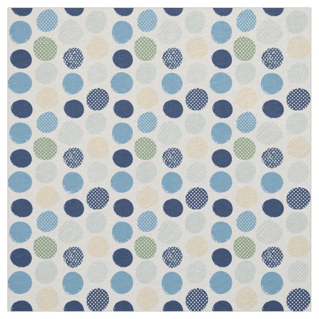 Distressed Dots Blue Green Circles Messy Boyish Fabric (Swatch)