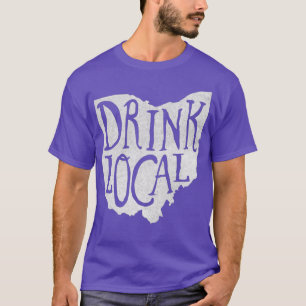 Distressed Drink Local Ohio State Outline Craft T-Shirt