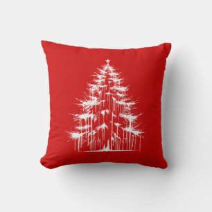 Distressed Drippy Gothic Chic Red Christmas Tree Cushion
