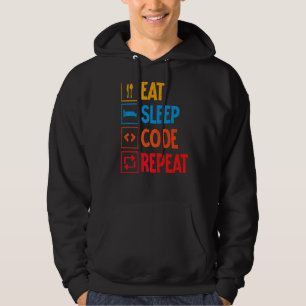 Distressed Eat Sleep Code Repeat Computer Program Hoodie