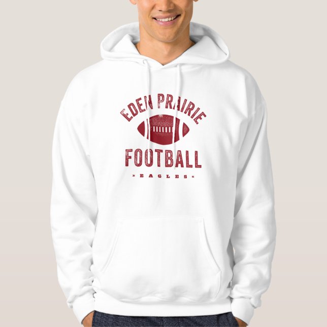 Distressed Eden Prairie Football  Hoodie (Front)
