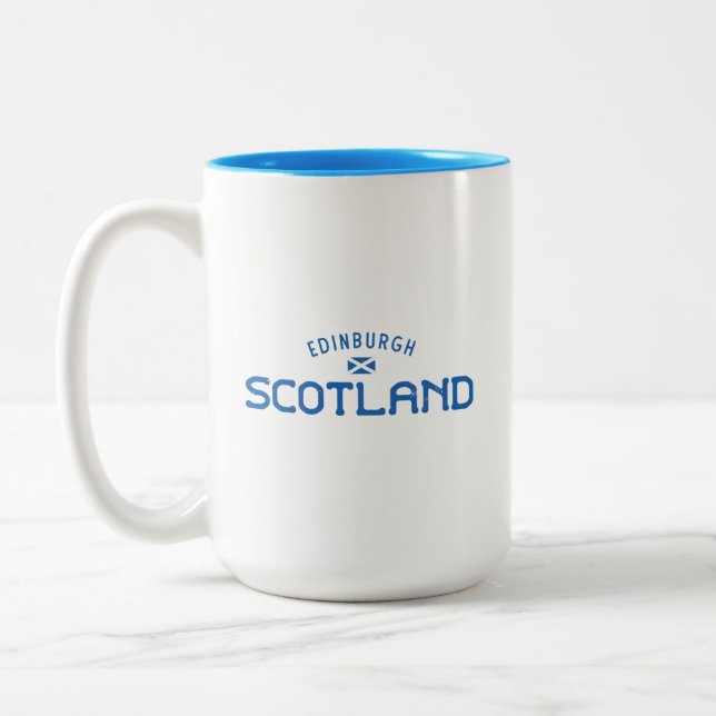 Distressed Edinburgh Scotland Two-Tone Coffee Mug (Left)
