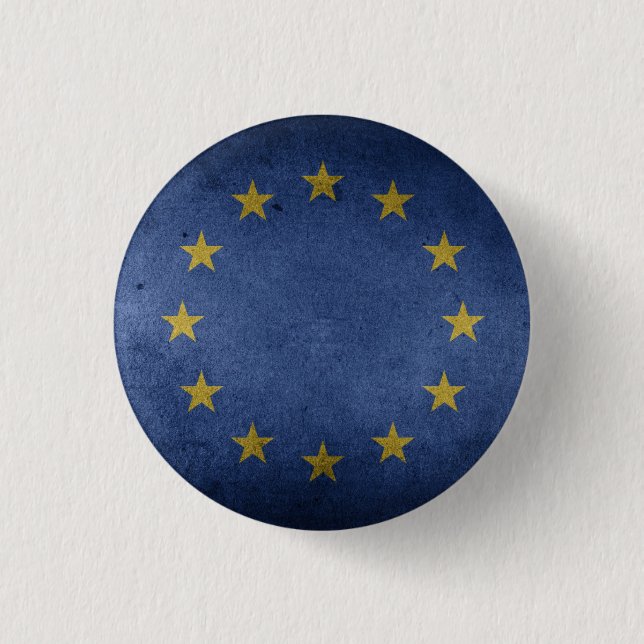 Distressed Effect EU Flag Anti Brexit - Love EU 3 Cm Round Badge (Front)