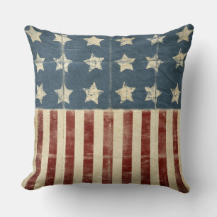 distressed effect on American flag Cushion