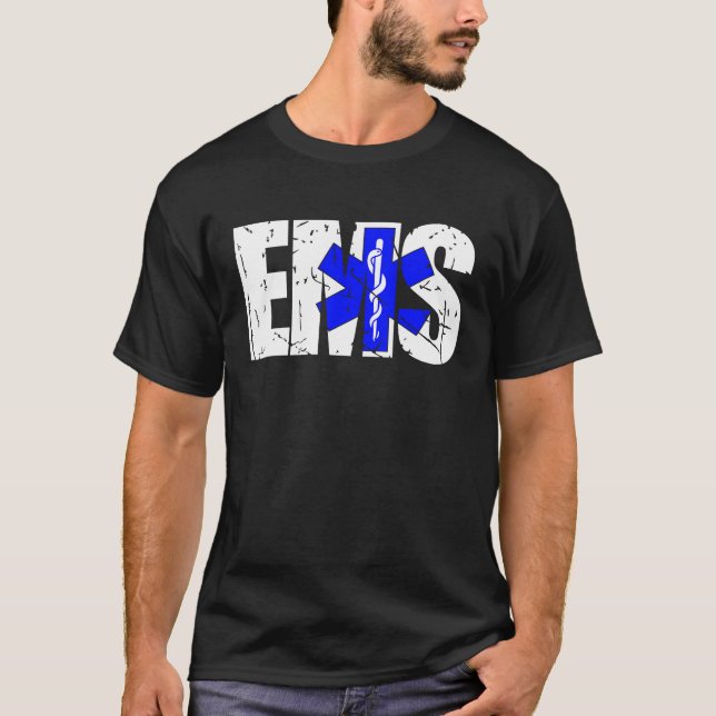 Distressed EMS  911 Emergency Medical Services T-Shirt (Front)