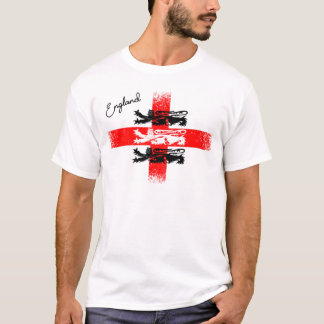 Distressed England St George Flag with Three Lions T-Shirt