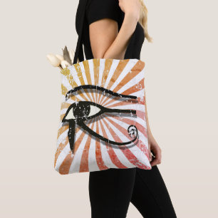 Distressed Eye Of Horus Egyptian Symbol Retro Sun Tote Bag