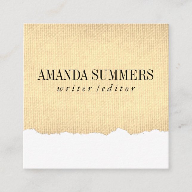 Distressed Fabric Square Business Card (Front)