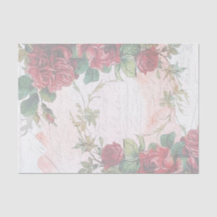 Distressed Faded Red Roses Writing Tissue Paper