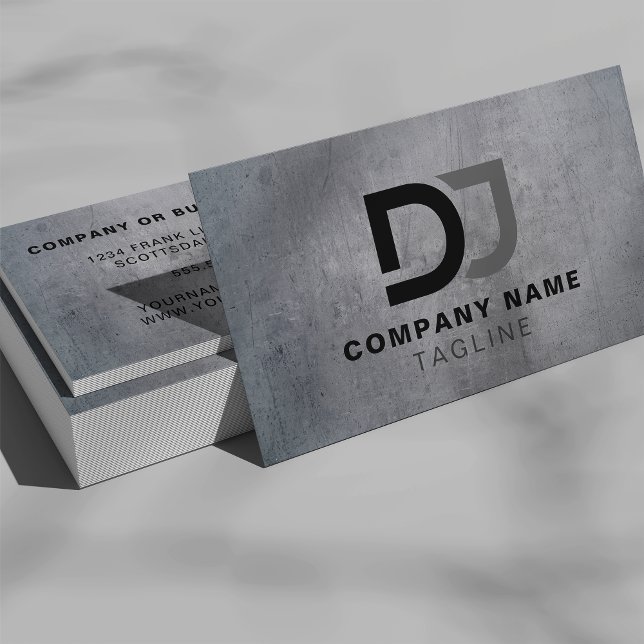 Distressed Faux Metal Modern Minimalist Cool DJ  Business Card (Creator Uploaded)