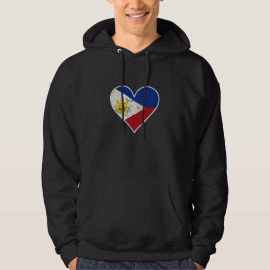 Distressed Filipino Flag Heart Hoodie