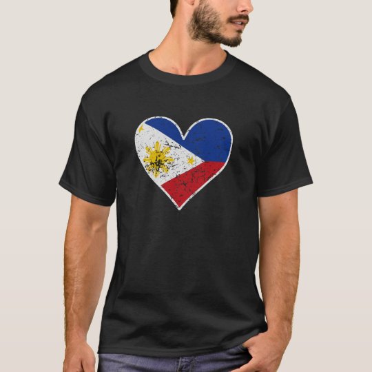 Distressed Filipino Flag Heart T-Shirt